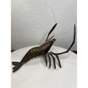 Vintage Solid Brass Crawfish Crayfish Statue Figurine Nautical Lobster 10 Inches